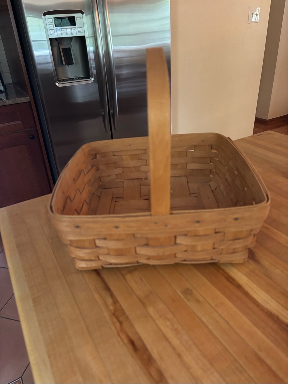 Longaberger 1994 Square Basket With Handle ~12" Hand Made & Signed
